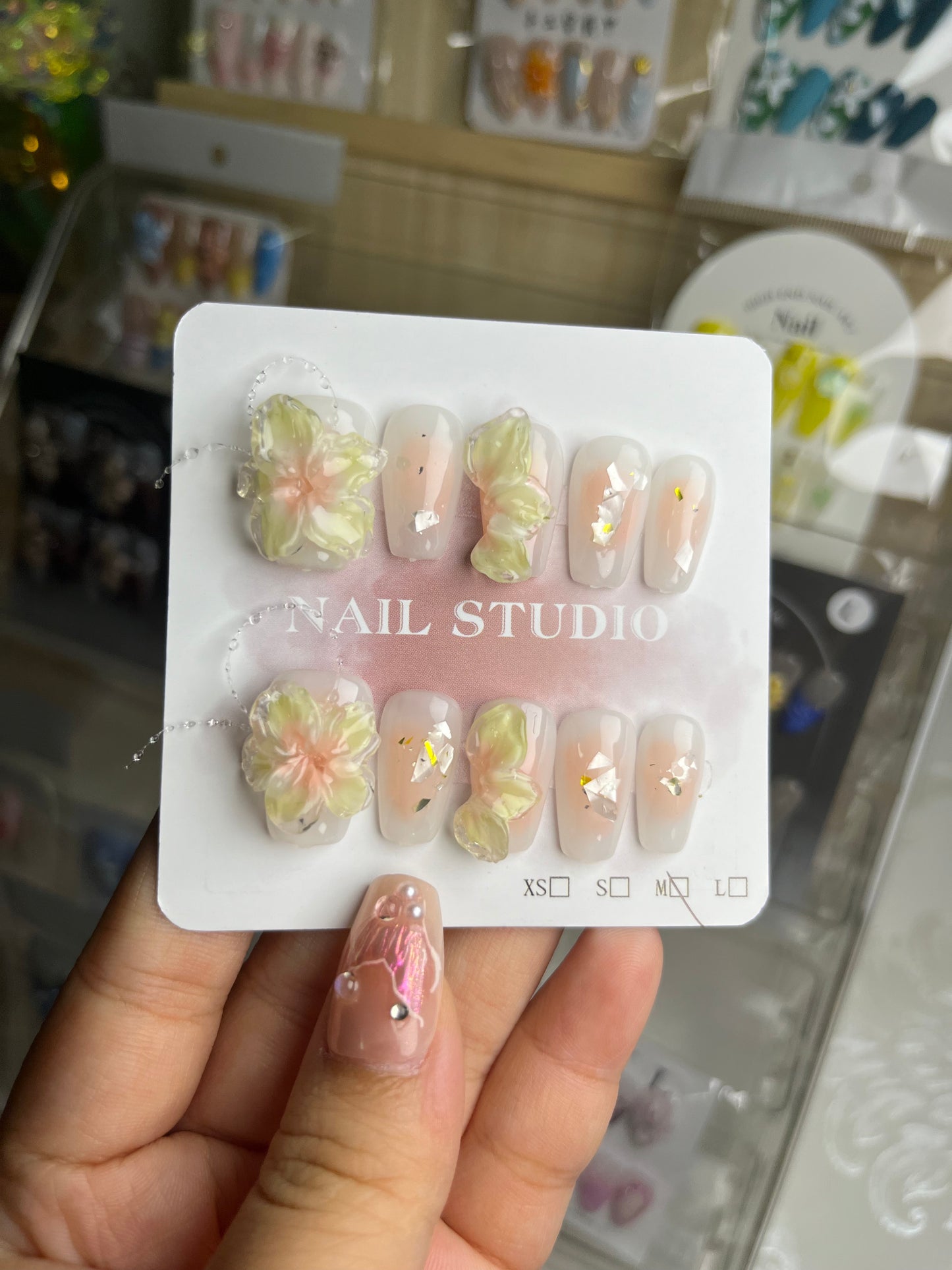 #1030 3D Flower handmade press on nails