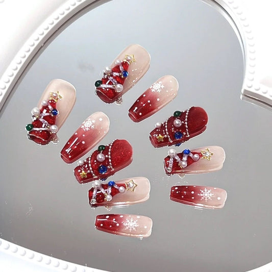 #3004  christmas handmade press on nails