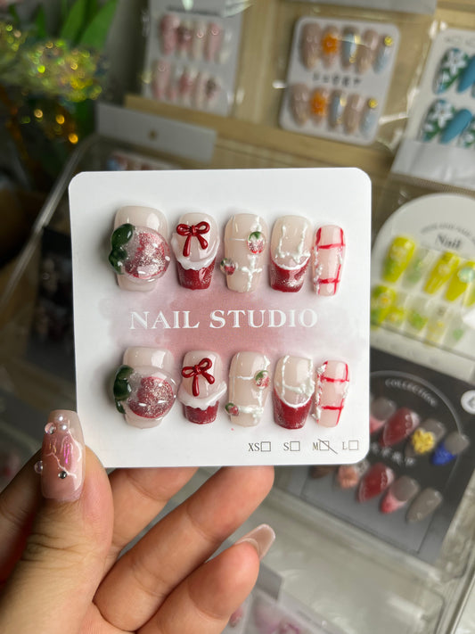 #3008  christmas handmade press on nails