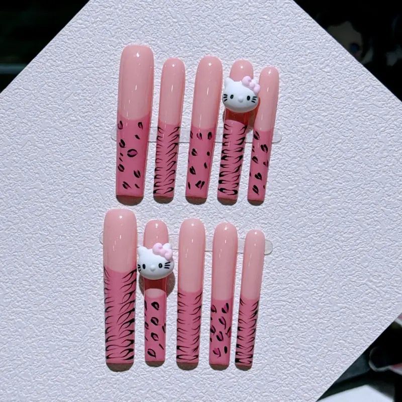 #5011 cute HK long square handmade press on nails